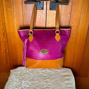 Christina Italia Magenta/saddle Pebble Leather Tote. NWOT